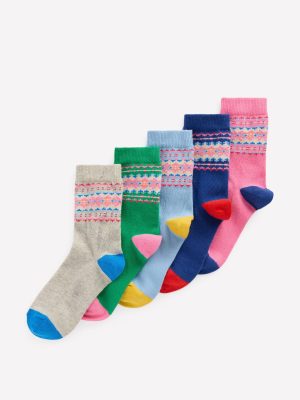 5-pack Fair Isle Socks-Multi Fair Isle