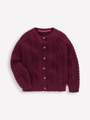 Cable Cardigan-Plum