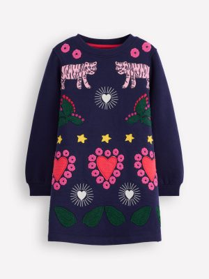 Ida Sweatshirt Appliqu?? Dress-College Navy Tigers