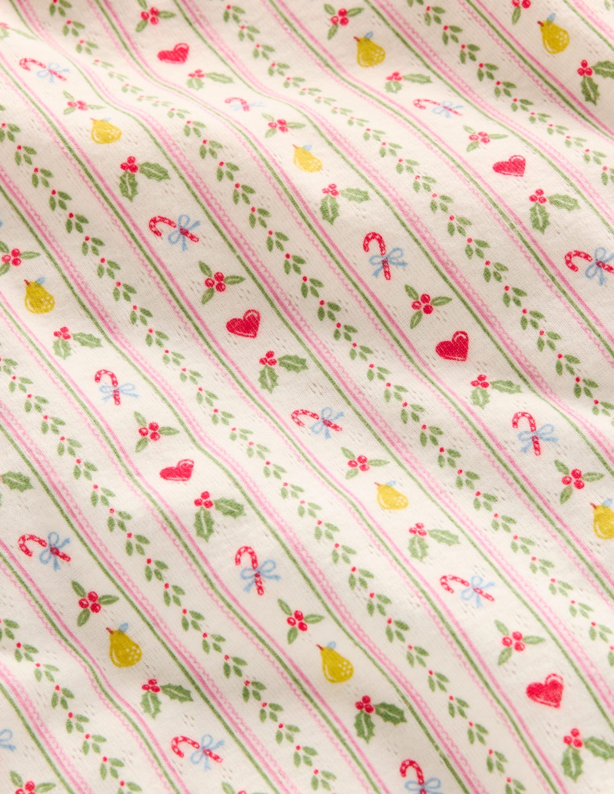 Long Sleeve Pointelle Top-Soft Ivory Nutcracker Stripe - Image 2