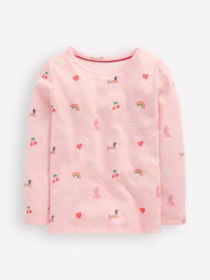Long Sleeve Pointelle Top-Chalk Pink Parisien