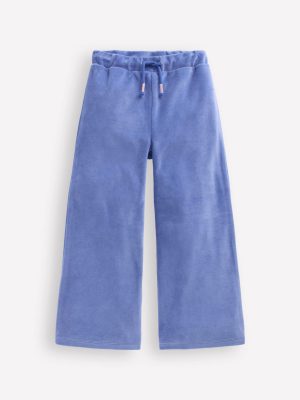 Heart Pocket Velour Sweatpants-Soft Blue