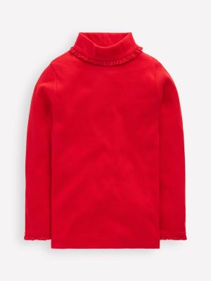 Ribbed Roll Neck Top-Poppy Red