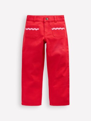 Patch Pocket Pants-Poppy Red