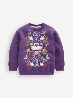 Printed Sweatshirt-Mystic Purple Lovebirds