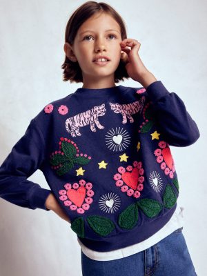 Bobbie Appliqu?? Sweatshirt-College Navy Tigers