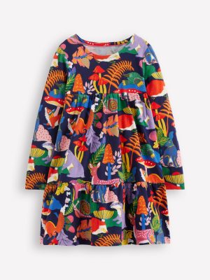Ariel Long Sleeve Twirly Dress-Multi Rainbow Forrest