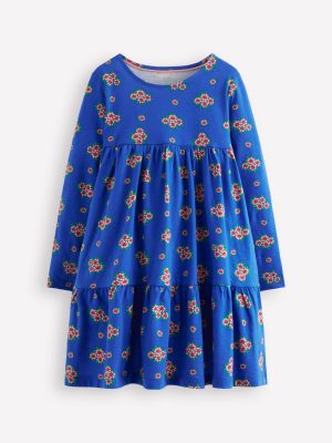 Ariel Long Sleeve Twirly Dress-Blue Flowerbunch