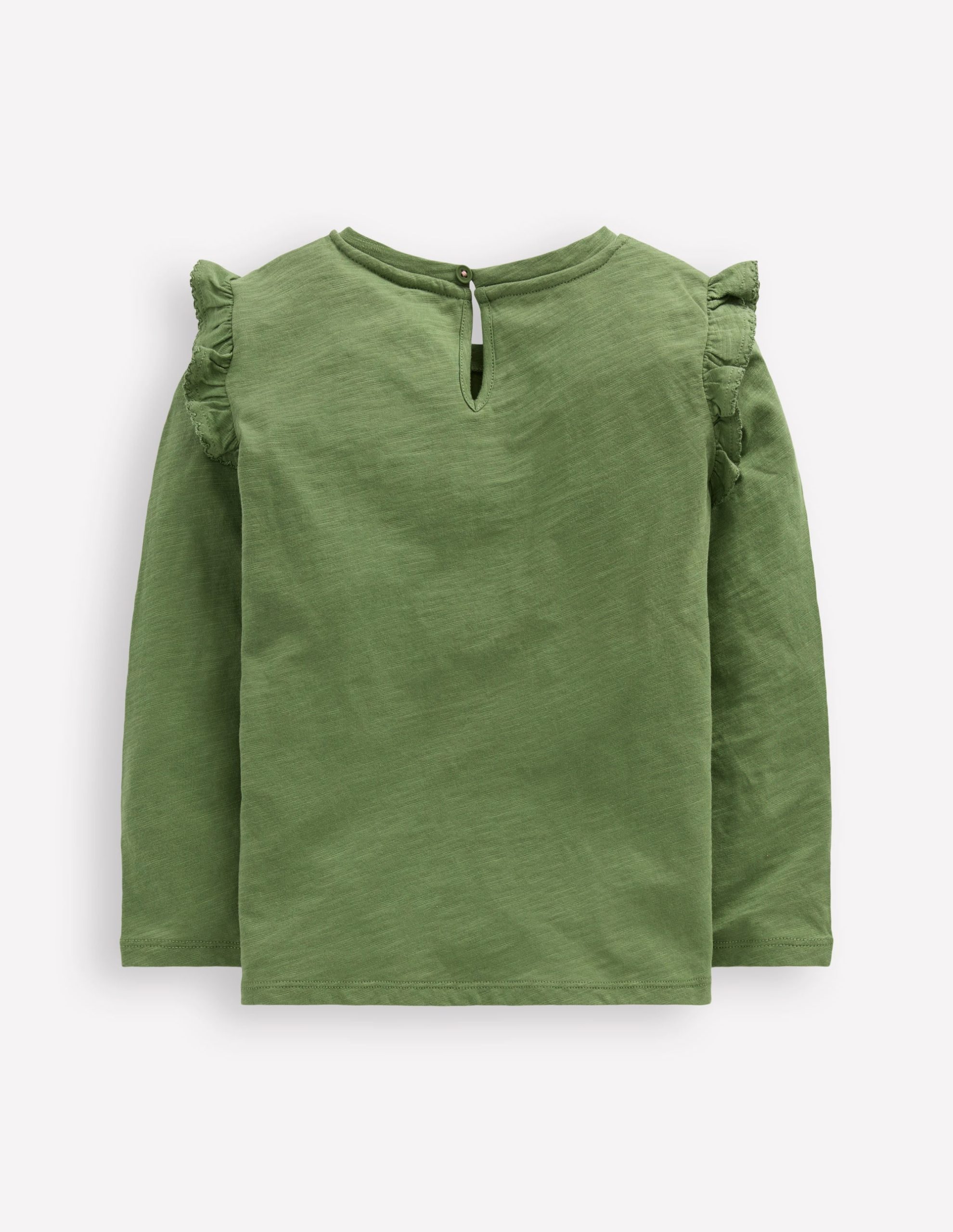 Frill Sleeve Slub Top-Safari Green - Image 2