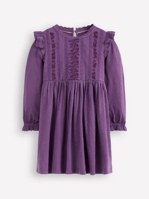 Lace Trim Jersey Dress-Mystical Purple