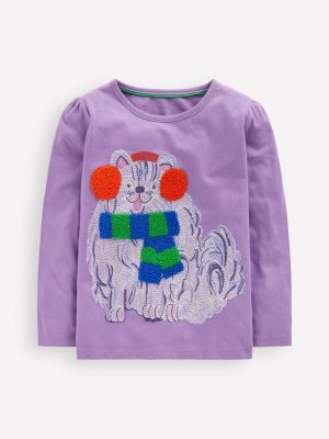 Long Sleeve Superstitch Tee-Aster Purple Dog