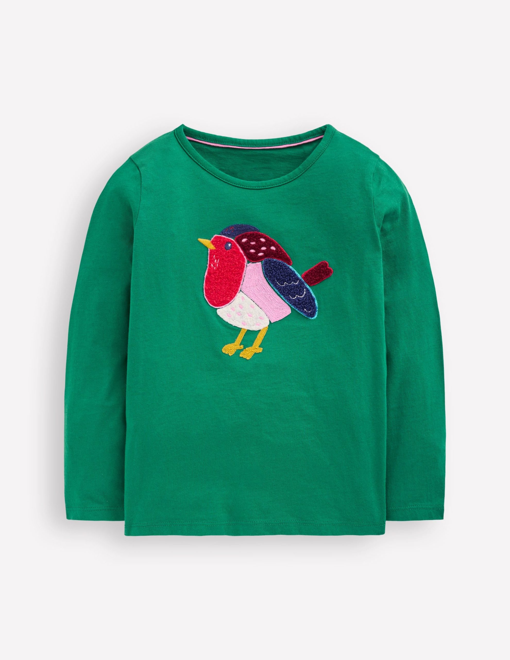 Long Sleeve Boucl?? T-shirt-Pine Green Robin