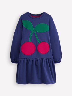 Logo Sweatshirt Dress-Starboard Blue Cherry