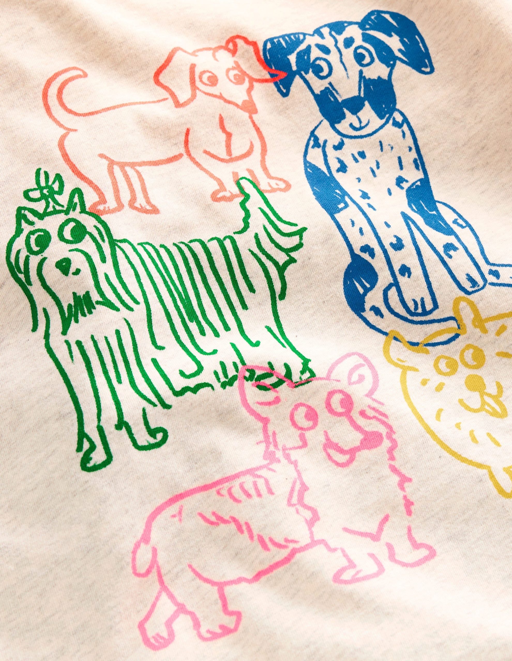 Long Sleeve Riso T-Shirt-Oatmeal Marl Dogs - Image 3