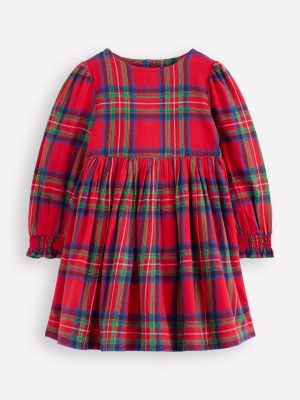 Madeline Long Sleeve Dress-Red Check