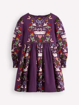 Madeline Long Sleeve Dress-Mystic Purple Lovebirds