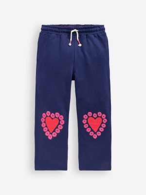 Bobbie Appliqu?? Sweatpants-College Navy Hearts