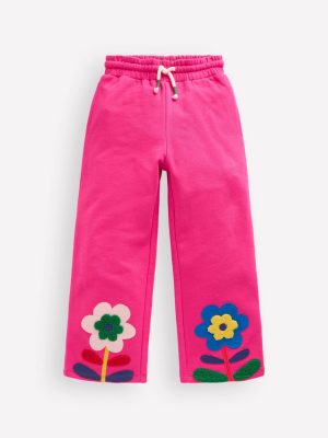 Bobbie Appliqu?? Sweatpants-Raspberry Pink Flowers