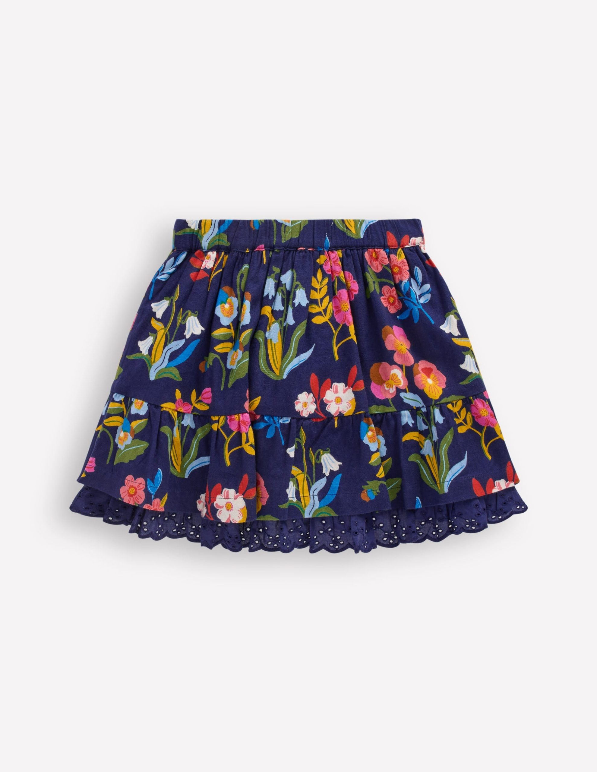 Printed Pull-on Woven Skirt-College Navy Pansy Bed - Image 2
