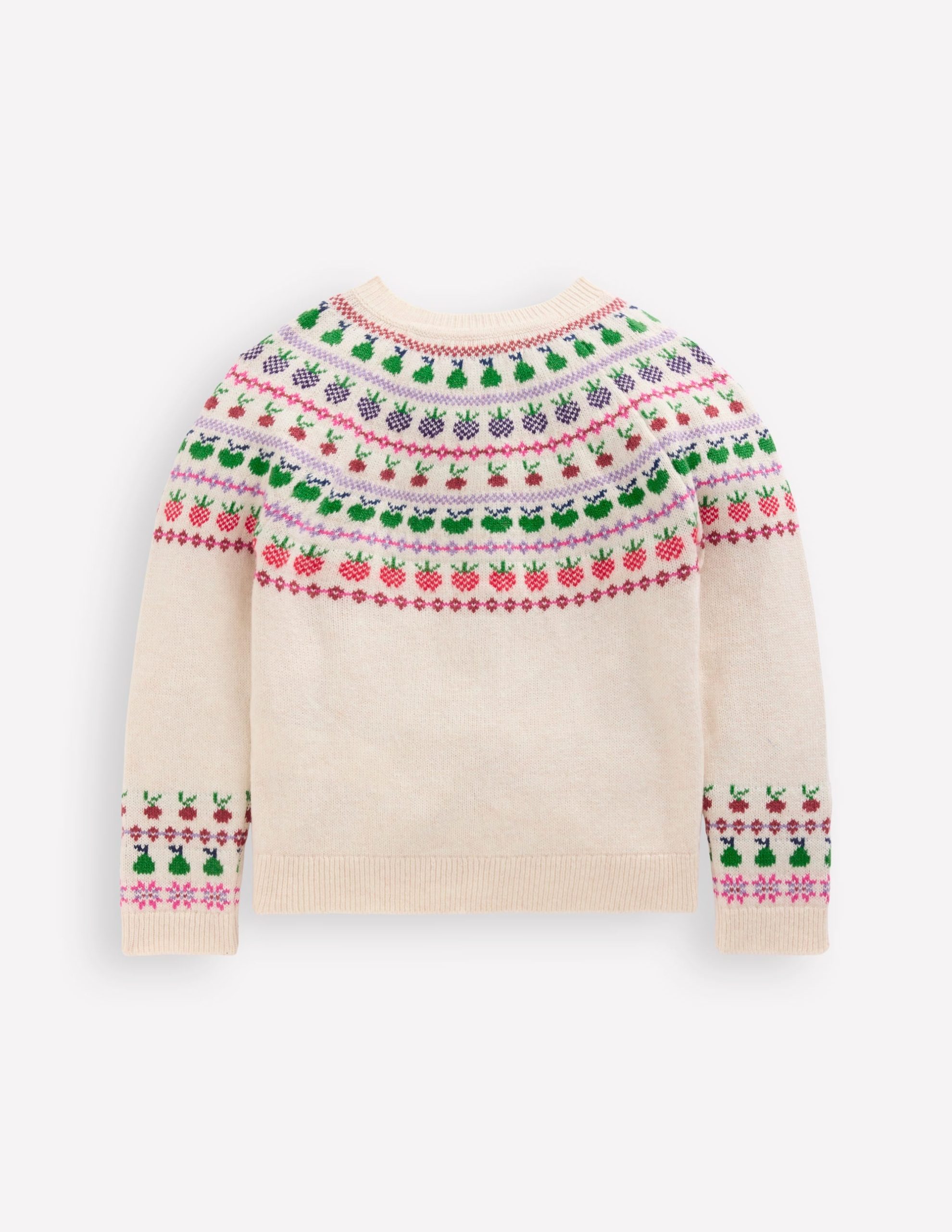 Edie Fair Isle Logo Cardigan-Ecru Marl Fruit - Image 2