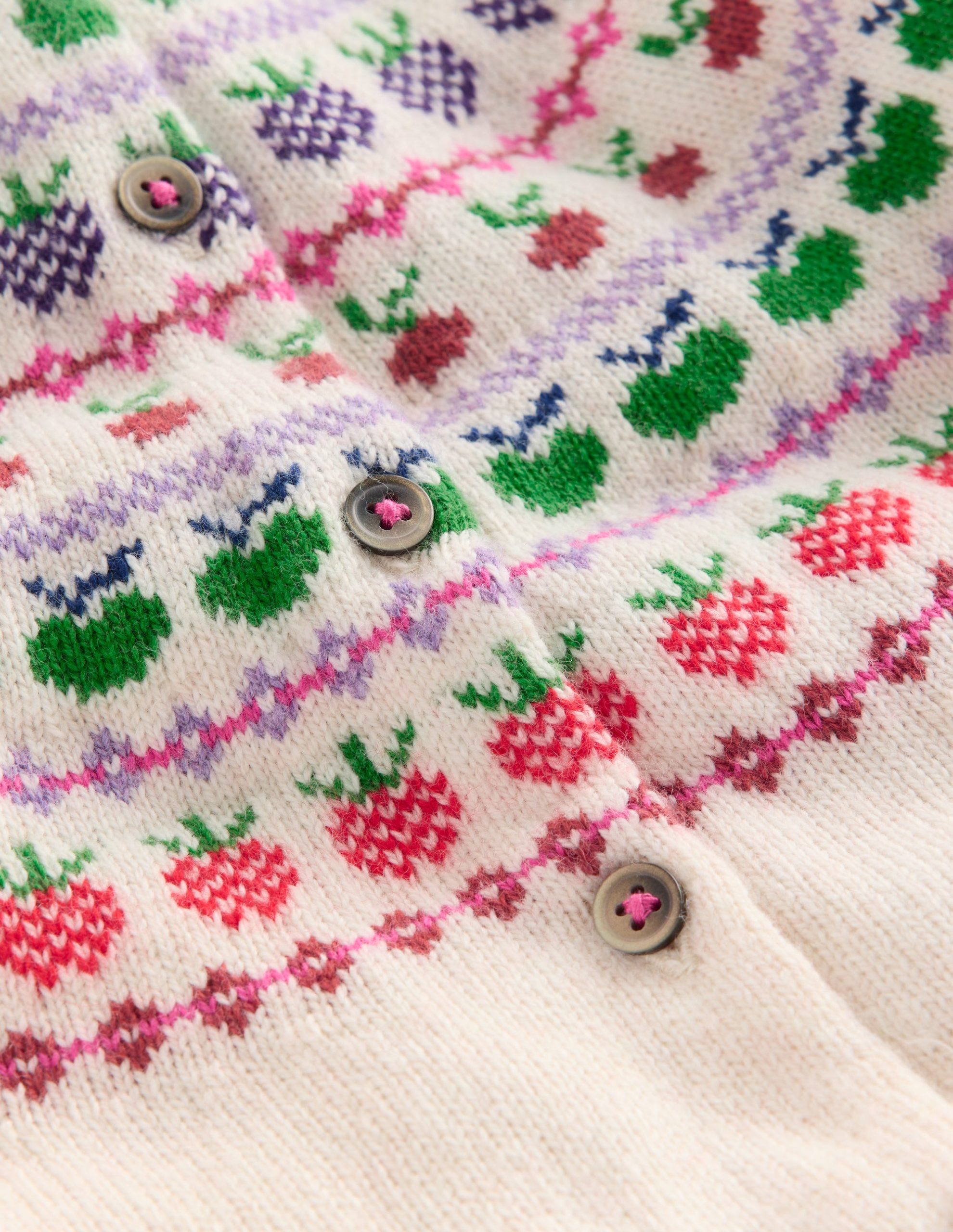 Edie Fair Isle Logo Cardigan-Ecru Marl Fruit - Image 3