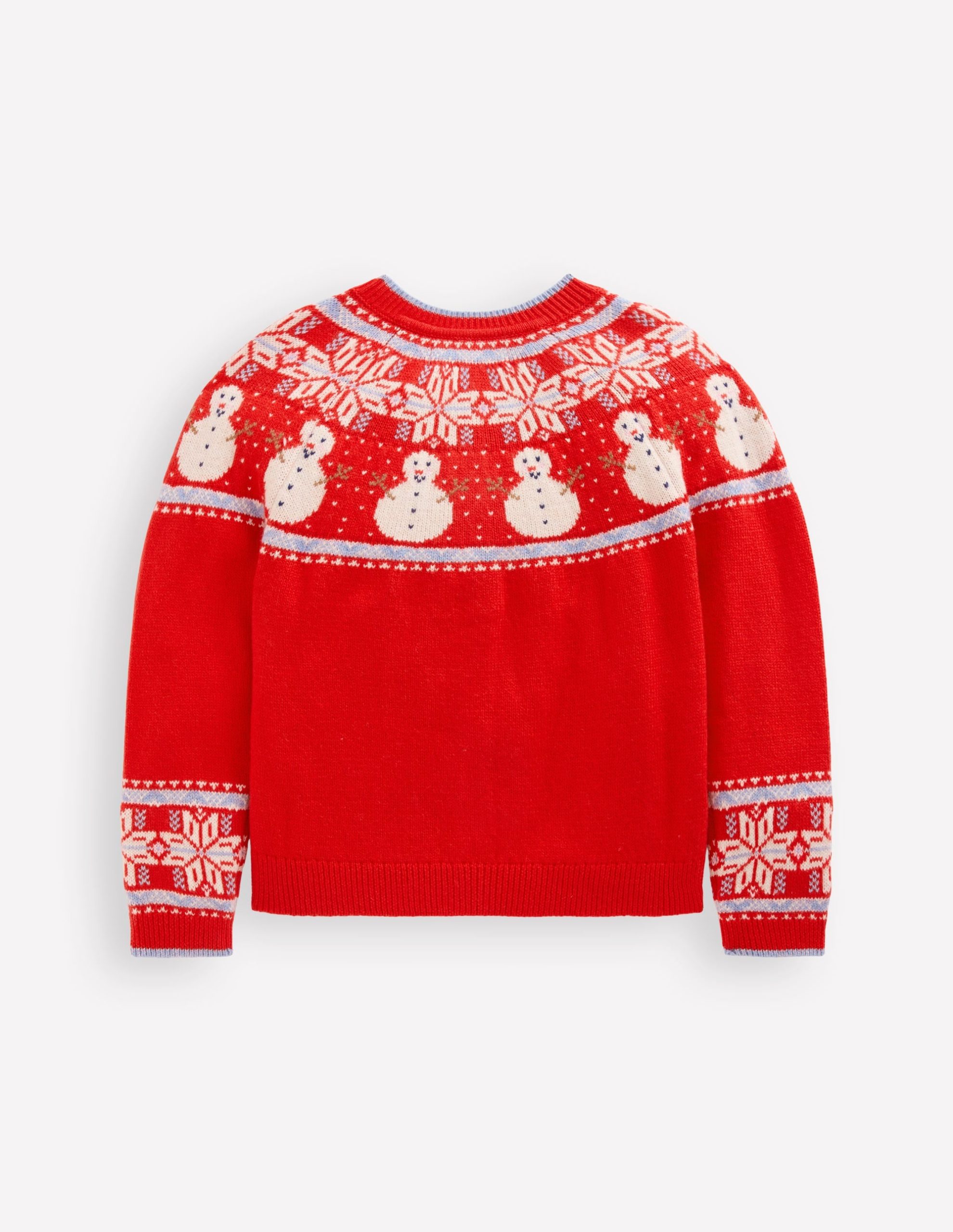 Edie Fair Isle Cardigan-Poppy Red Snowman - Image 2