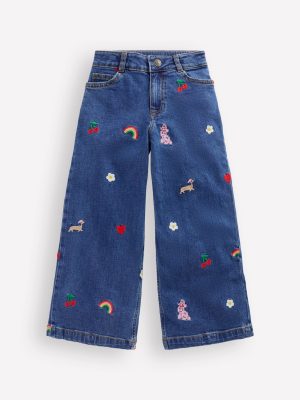 Wide Leg Pants-Parisien Denim Embroidery