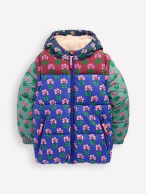 2-in-1 Padded Coat-Multi Woodblock Flower