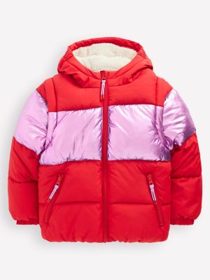 2-in-1 Padded Coat-Red/Pink Metallic