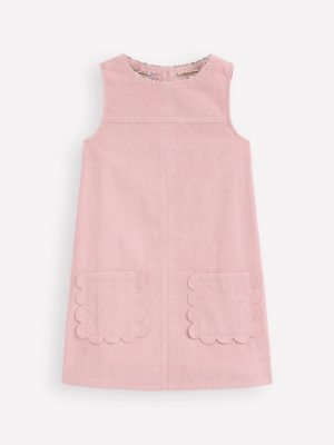 Saffy Cord Pinafore Dress-Vintage Pink