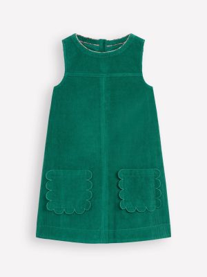 Saffy Cord Pinafore Dress-Jewel Green