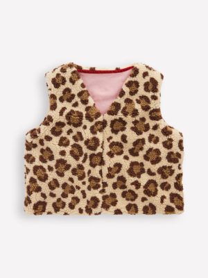 Relaxed Borg Gilet-Leopard