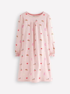 Printed Long Sleeve Nightie-Chalk Pink Parisien