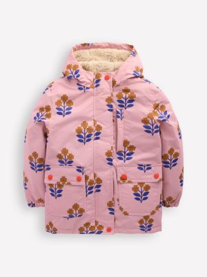 4-in-1 Waterproof Coat-Vintage Pink Floral Stamp