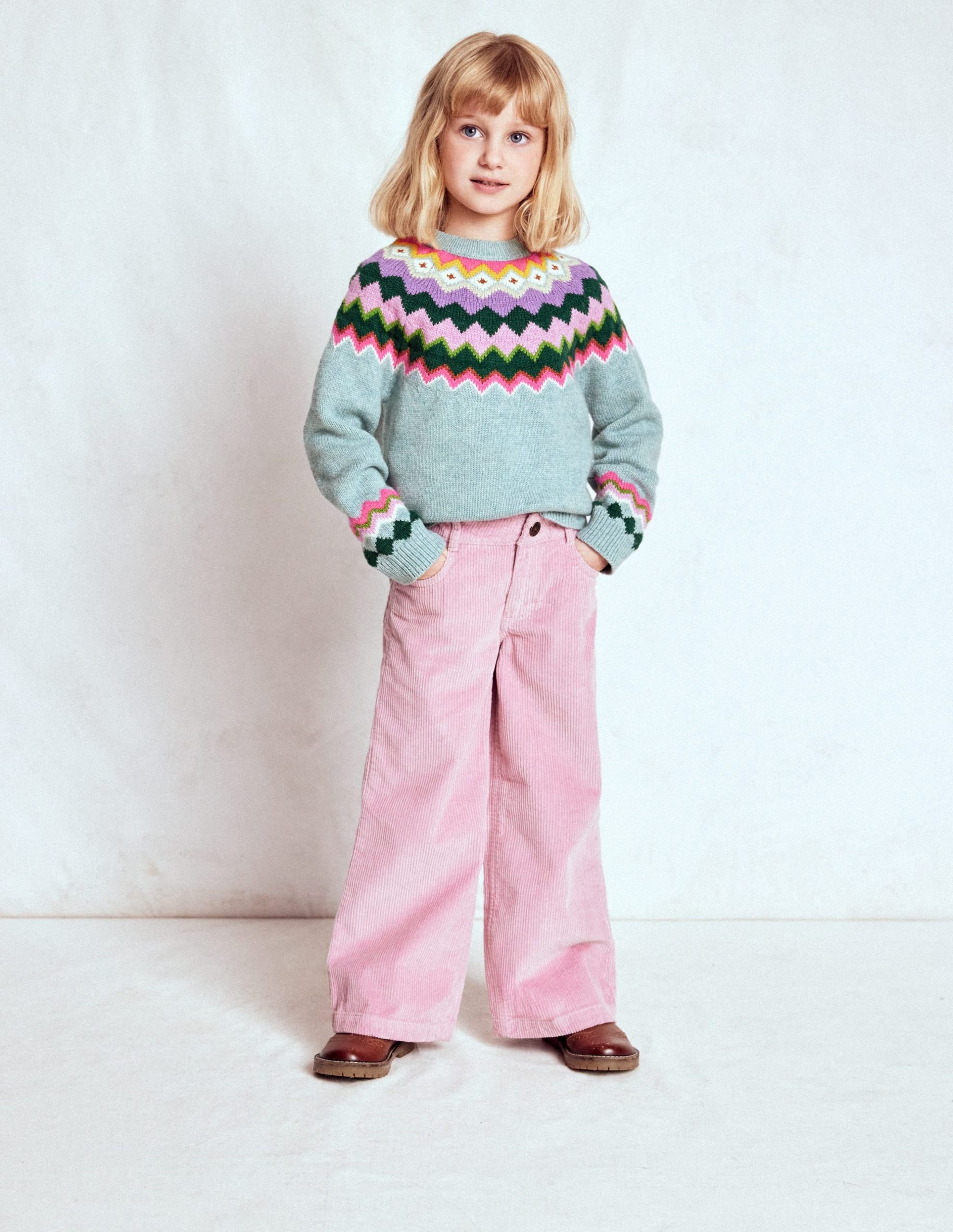 Eleanor Fair Isle Sweater-Sea Mist Blue Fair Isle