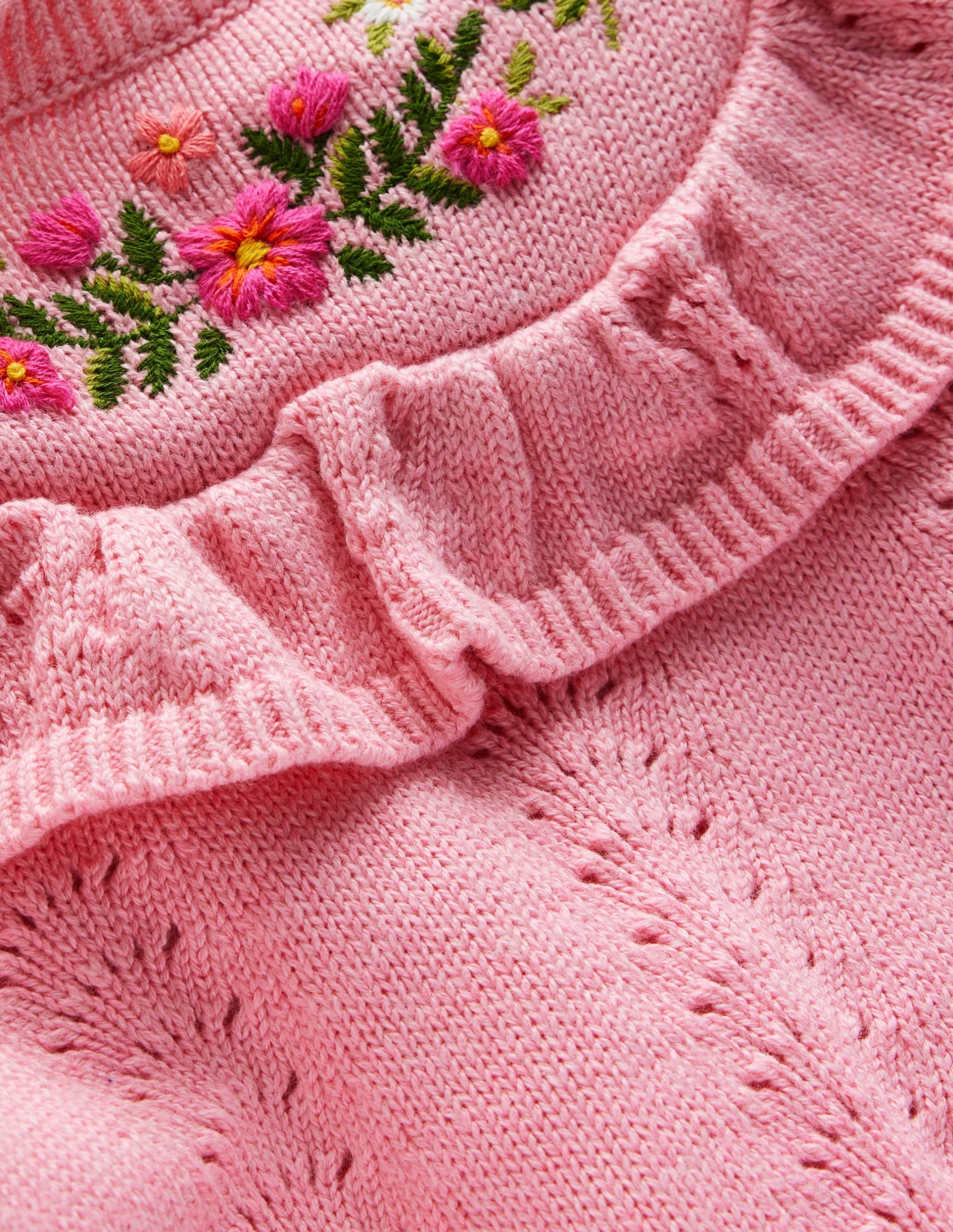 Embroidered Pointelle Jumper-Formica Pink Marl - Image 5