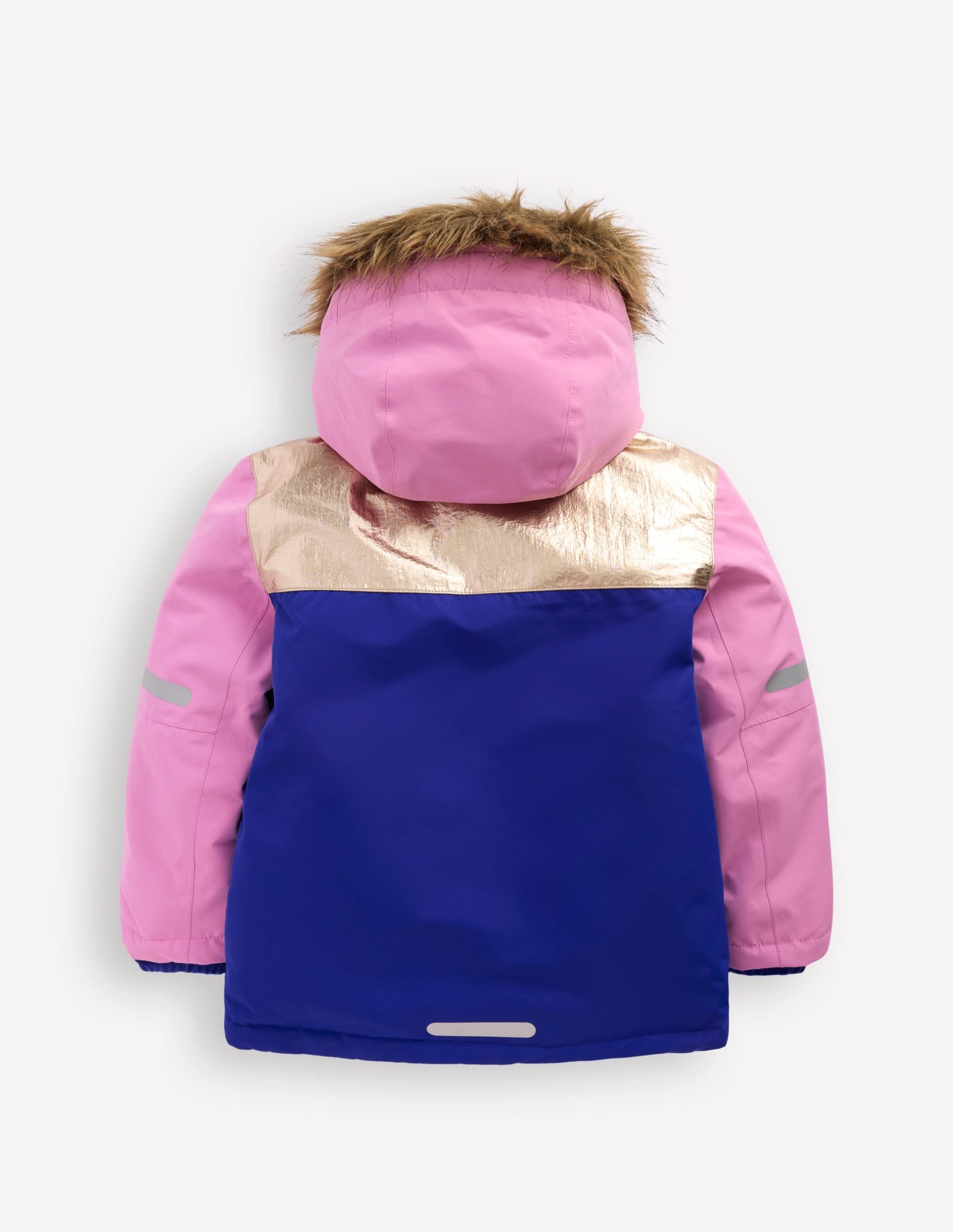 All-weather Waterproof Coat-Pink Metallic Colourblock - Image 2