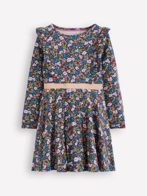 Cora Twirly Jersey Dress-Starboard Blue Berry Floral