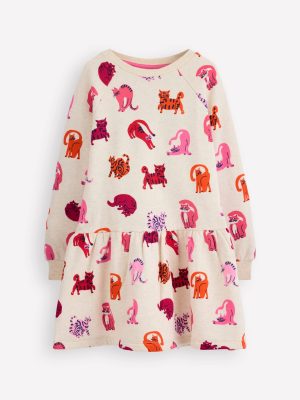 Cosy Sweatshirt Dress-Multi Cats