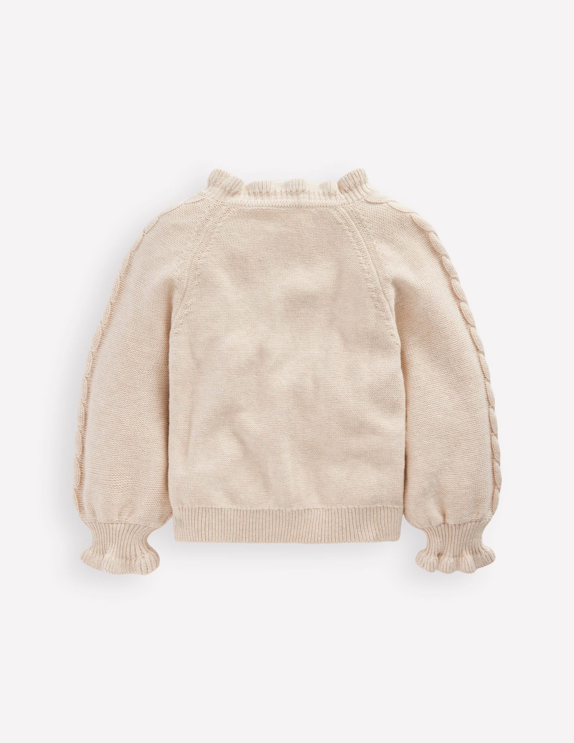 Pretty Embroidered Cardigan-Oatmeal Marl - Image 3