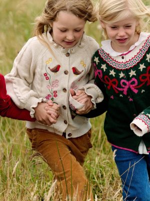 Pretty Embroidered Cardigan-Oatmeal Marl
