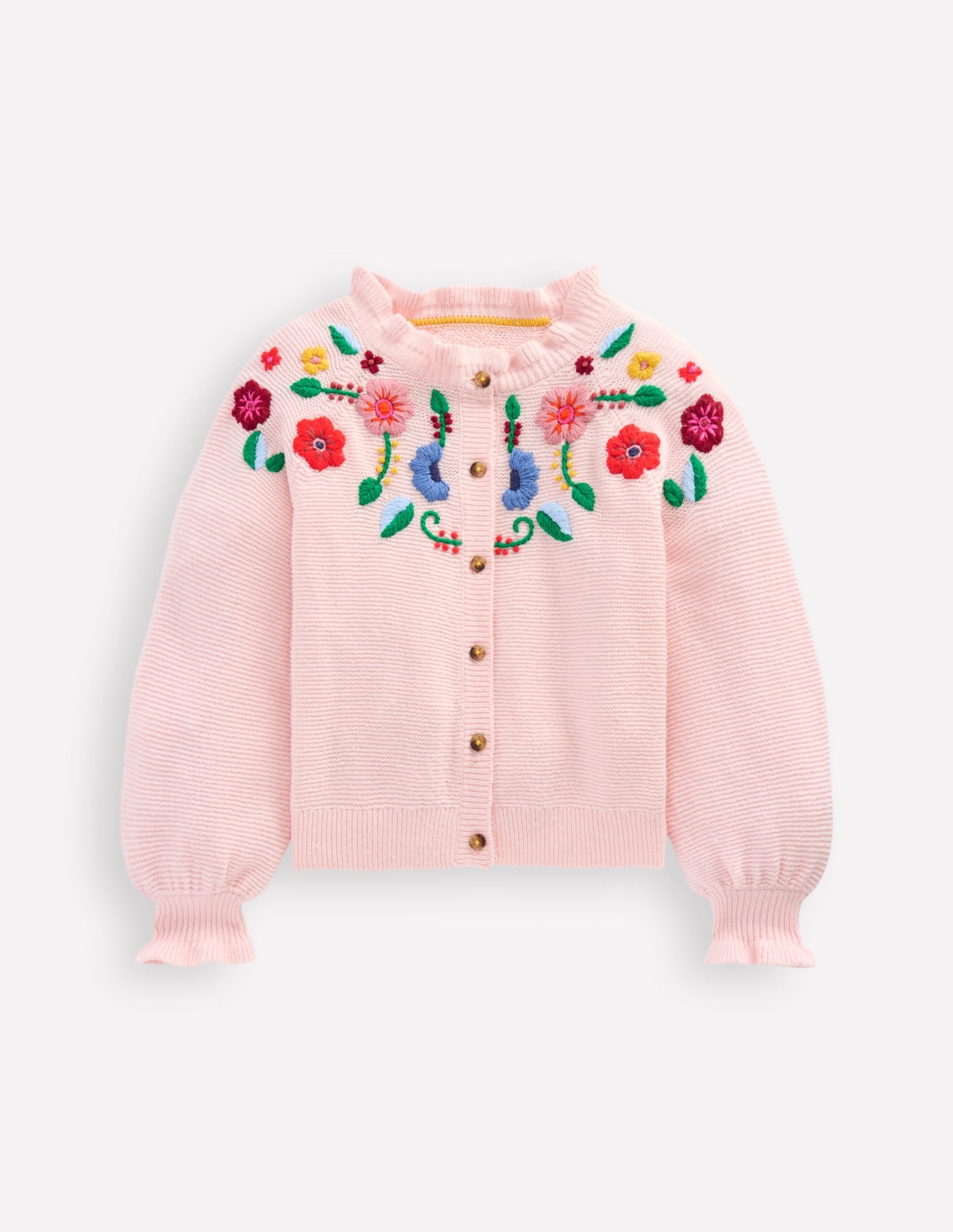 Pretty Embroidered Cardigan-Chalk Pink