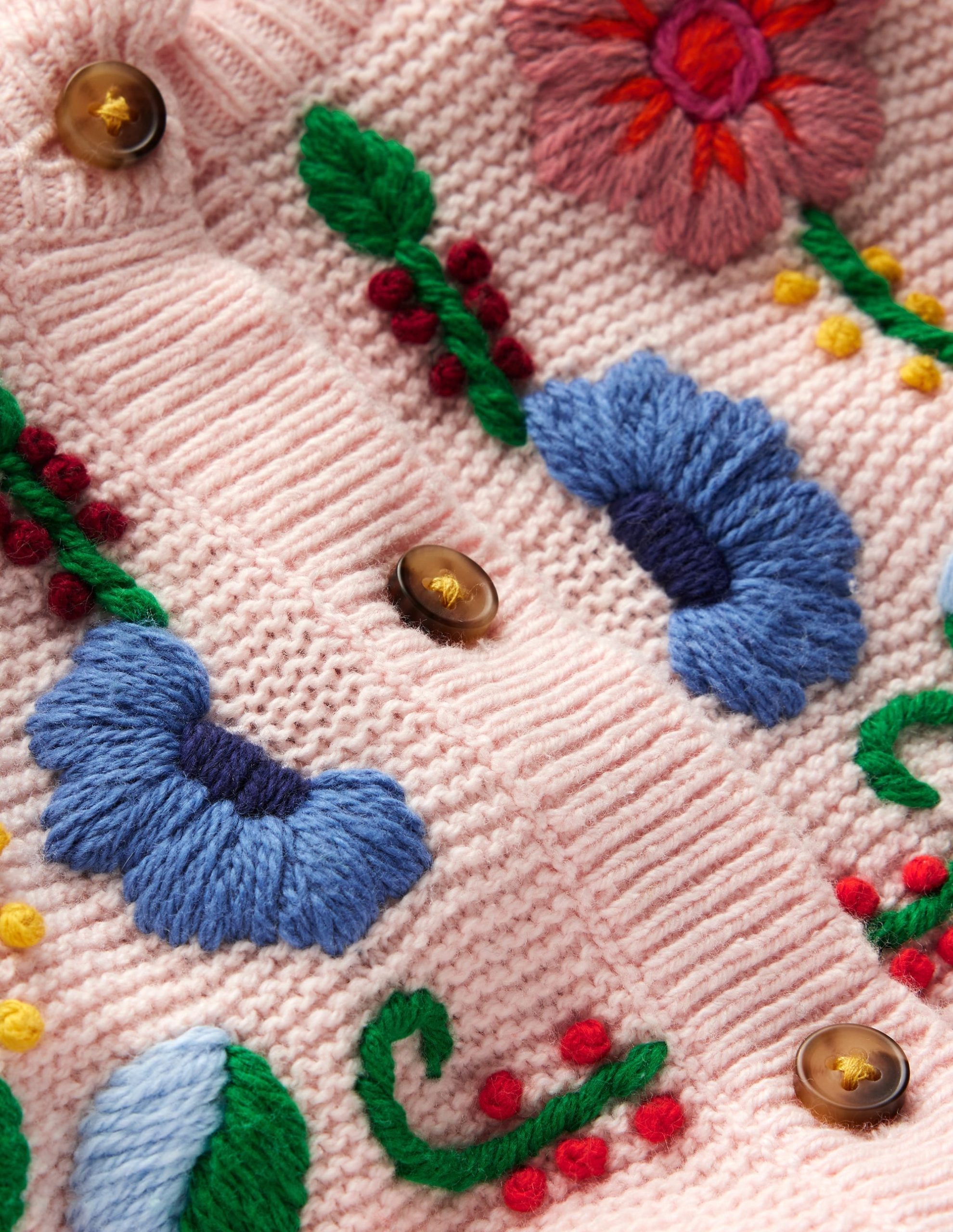 Pretty Embroidered Cardigan-Chalk Pink - Image 3