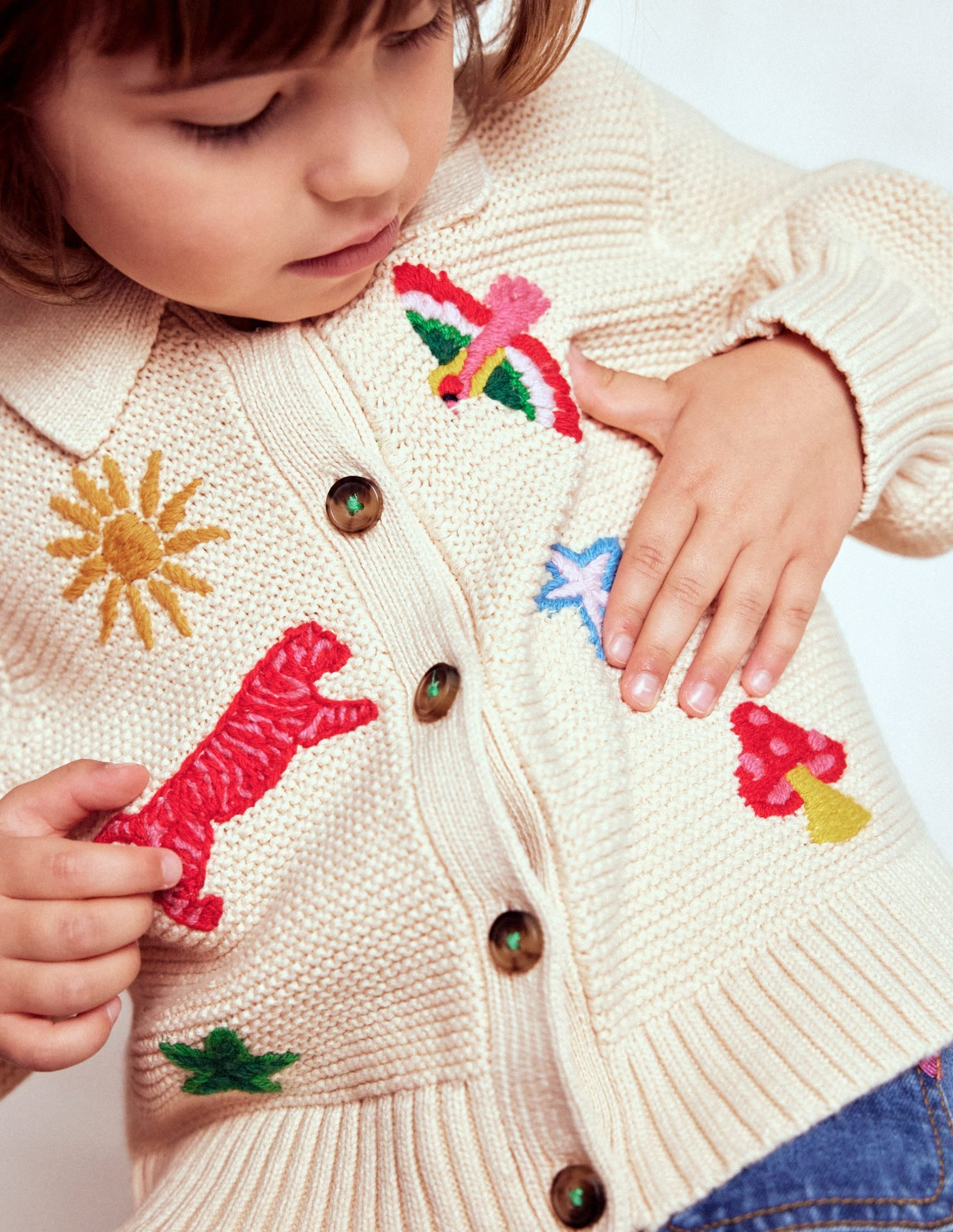 Collared Cardigan-Ecru Marl - Image 2