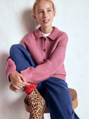 Collared Cardigan-Pink Haze