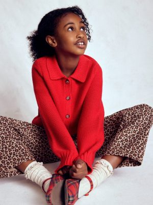 Collared Cardigan-Rockabilly Red