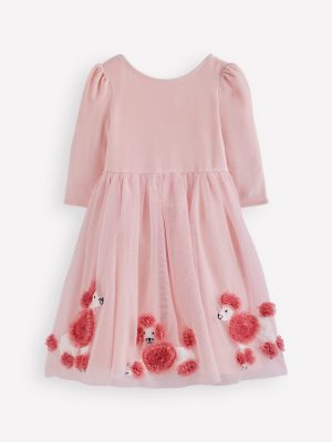 Velour Tulle Appliqué Dress-Chalk Pink Poodles