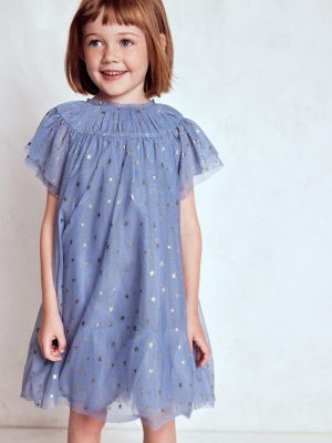 Tiered Tulle Dress-Stormbolt Blue