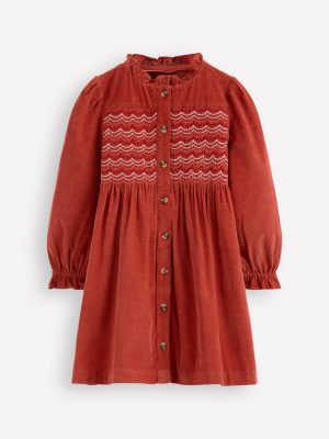 Suki Long Sleeve Smocked Dress-Copper