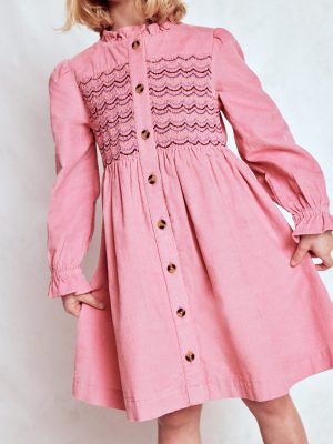 Suki Long Sleeve Smocked Dress-Formica Pink